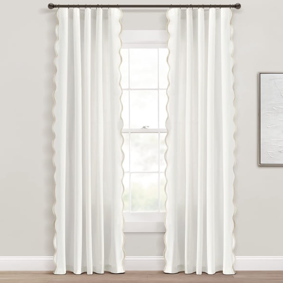 Par de cortinas de ventana con decoración exuberante, estilo costero y elegante, 52 x 84 cm