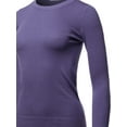 thumbnail image 4 of A2Y Women's Fitted Crew Neck Long Sleeve Side Slit Viscose Sweater Blue Berry S, 4 of 5