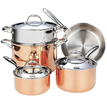 

Cooks Standard 8-Piece Multi-Ply Clad Copper Cookware Set Stainless Steel