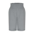 thumbnail image 6 of Bloomae Lightweight Womens Shorts Casual Soft Cotton and Linen Baggy Trendy Short Pants Elastic Waist Drawstring Comfy Beach Vacation Shorts with Pockets Gray XXL, 6 of 6