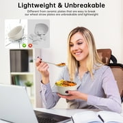 GPED 48 Pcs Wheat Straw Dinnerware Sets For 4, Unbreakable Dinnerware Sets, Reusable Wheat Straw Plates and Bowls Sets, Travel Camping Cutlery Set, Dishwasher Microwave Safe Dinnerware, Beige