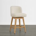 thumbnail image 6 of ReNest 26" Swivel Counter Height Bar Stools, Modern Upholstered Counter Stools with Back and Wood Legs for Kitchen Island & Home Bar, Cream Fabric, Set of 4, 6 of 13