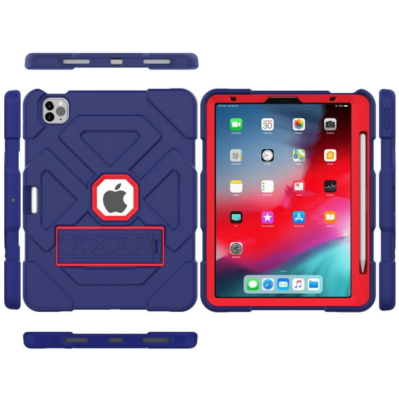 Allytech iPad Air 5 10.9" Case 2022, iPad Air 4 Case 2020, Heavy Duty Protection Shockproof Build-in Pencil Holder Kickstand Kids Friendly Cover for Apple iPad Air 5th 4th Gen 10.9", BlackRed