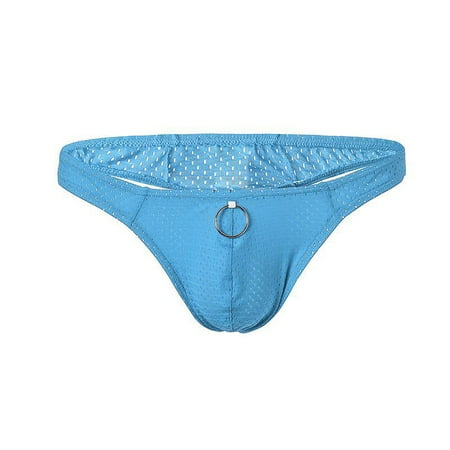 

JNGSA Men s Thong Underwear Ring Panties Fashion Breathable Nylon Mesh Thong Cool And Comfortable Sky Blue