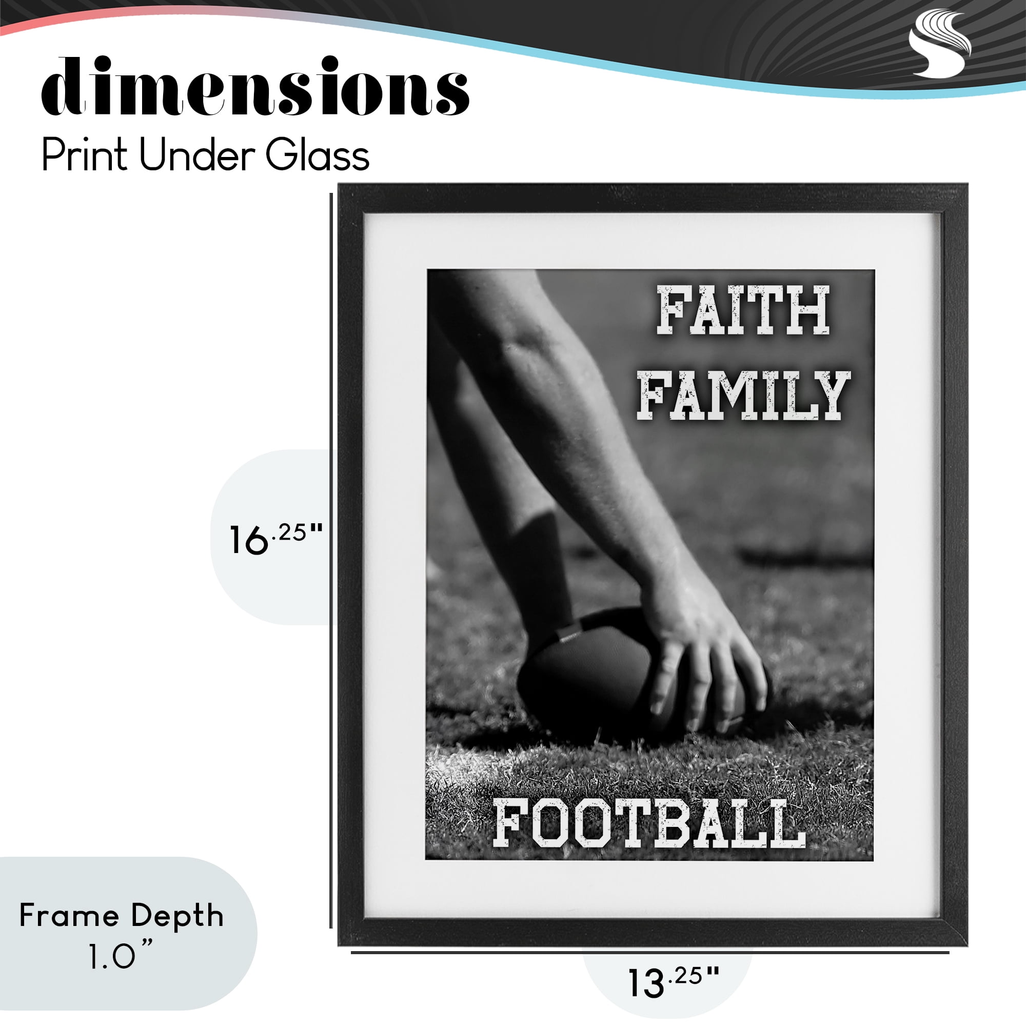 Stupell Industries Faith Family Football Hike Black Framed Print Under Glass, design by Marcus Prime
