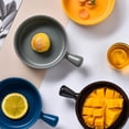 thumbnail image 4 of Round Ceramics Baking Plate Practical Household Handle Baking Tray Fruit Salad Plate for Home Kitchen Bakery (Blue), 4 of 8
