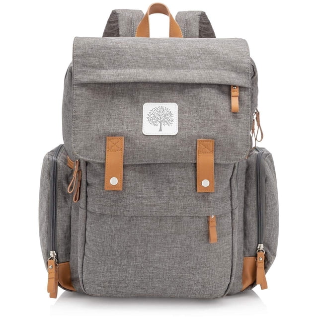 Mochila para pañales Parker Baby Large con bolsillos aislantes, color gris