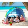 Beach Tents Pop Up Tent Easy Setup, 3 Person Portable Sun Shelter with UV Protection UPF 50 for Sand , Anti UV for Beach Hiking Camping Holidays, Water Resistant with Carrying Bag, Blue