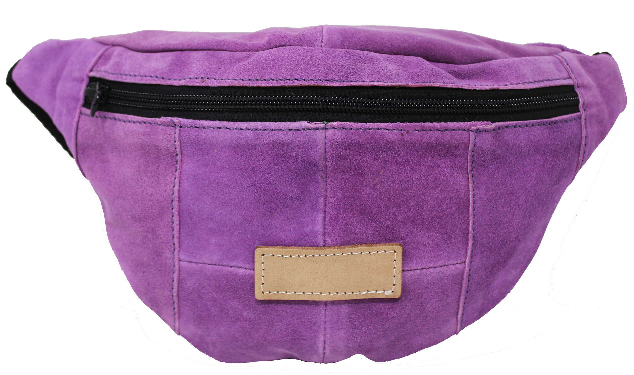 Leather Belt Bag Hip Purse Embroidered purple Rose - SUNSET LEATHER
