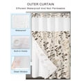 thumbnail image 4 of No Hook Shower Curtain with Snap-in Liner, Brown Beige Botanical Waterproof Fabric Bathroom Curtains, Rustic Country Spring Floral Summer Leaf Bath Curtains & Mesh Top Window 54"x78", 4 of 9
