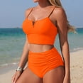 thumbnail image 4 of Afdoent Women's Tankini Swimsuits Solid Color Two Piece Swimwear High Waisted Tankini With Bottoms For Swimming Beach Beach Swimwear 2026, 4 of 6