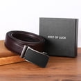 thumbnail image 4 of FALAN MULE Men's Leather Belt Automatic Ratchet Buckle Slide Belt for Dress Casual Trim to Fit with Gift Box, 4 of 5