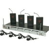 Four Discrete Channel UHF Wireless Lavalier Microphone System