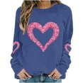 thumbnail image 4 of GuzomFashion Valentine's Day Womens Comfy Glitter Heart Print Oversized Crew Neck - Long Sleeve Polyester Casual Blue Pullover,Size 4XL, 4 of 5