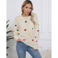 thumbnail image 3 of Valentine Sweaters for Women Trendy Colorful Heart Sweaters Lightweight Crewneck Sweater Shermie, 3 of 6