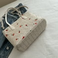 thumbnail image 3 of Cherry Straw Woven Tote Bag - Summer Beach Bag Handbag for Women - Fashion Shoulder Bag Large Capacity Stylish Crossbody Bag Adjustable Strap (White), 3 of 10