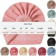 thumbnail image 2 of HAiming Baby Striped Knit Bonnet Head Wrap Pullover Scarf Knot Breathable Soft Comfy Caps for Girls, 2 of 2