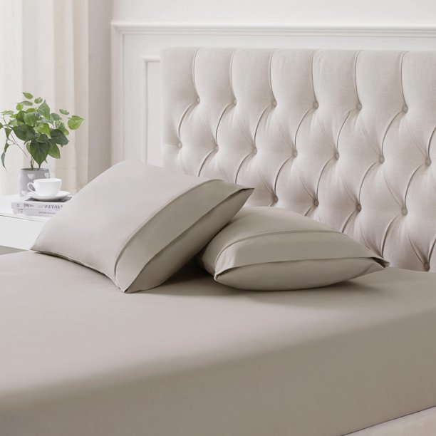Set de fundas de almohada Sweet Home Collection, franela estándar, beige