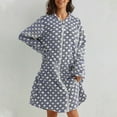 thumbnail image 4 of Arlun Full Zipper Polka Dot Print Robes for Women Fashion Long Sleeve Soft Comfy Flannel Loungewear Casual Loose Knee Length Fuzzy Winter Warm Sleepwear Bathrobe Blue XL, 4 of 8