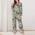 thumbnail image 2 of KLL Palm Trees and Tropical Print Women's Long Sleeve Pajamas with Pants Sleepwear Loungewear 2 Set-Small, 2 of 7