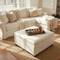 thumbnail image 2 of 34.25 Inch Square Ottoman Coffee Table with Storage, Upholstered PU Leather Ottoman with Lift Top for Living Room, Sturdy Solid Wood Legs, 250 lbs Capacity, 2 of 10