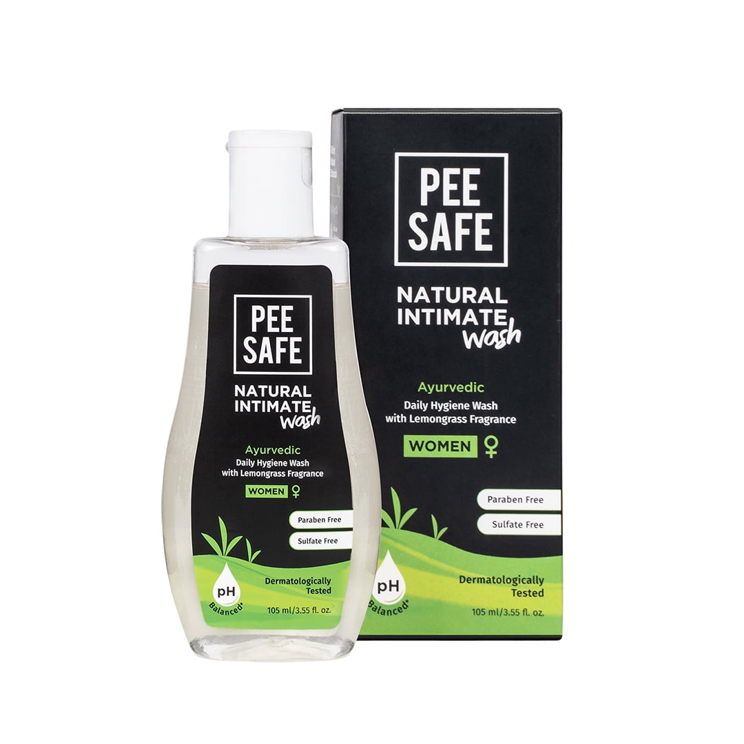 Pee Safe Natural Intimate Feminine Wash, pH Balanced with Tea Tree & Ayurvedic Extracts, 3.5 oz