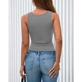 thumbnail image 6 of BTFBM Spring Tops for Women Summer Scoop Neck Ribbed Henley Button Sleeveless Casual Basic Tank Top Clothes Outfits, 6 of 9