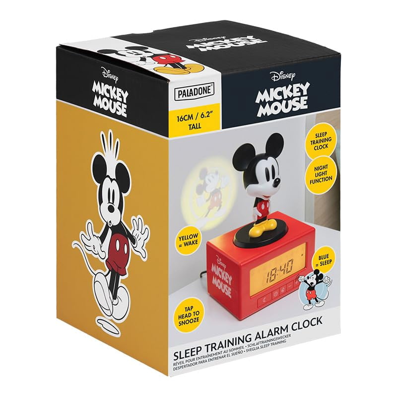 Disney Mickey Mouse Sleep Training Alarm Clock - Officially Licensed Gift, Kids' Projection Bedroom Night Light | Paladone