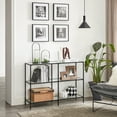 VASAGLE 39.4" Console Table with 3 Shelves Metal Frame Glass Shelf for