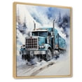 thumbnail image 2 of Designart "Arctic Hauler Turquoise Semi Truck II" Truck Floater Framed Wall Art Print, 2 of 7