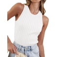 thumbnail image 4 of Liacowi Women Knitted Ribbed Tank Tops Solid Color Basic Summer Tops Sleeveless Vest Clothes for Streetwear, 4 of 9