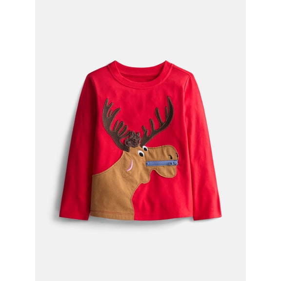 Wonder Nation Toddler Boys Interactive Graphic Tee with Long Sleeves, Sizes 12M-5T