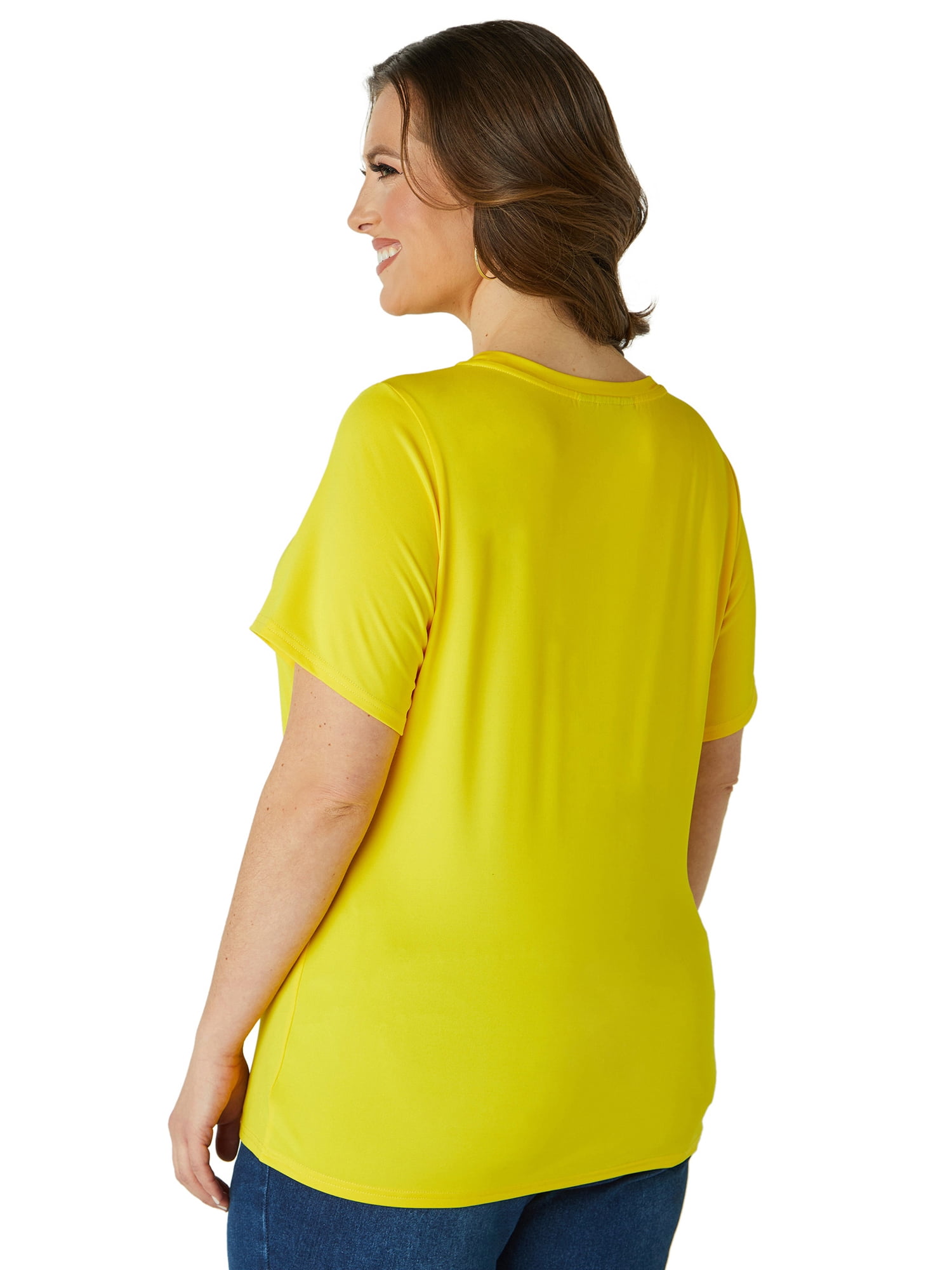 Ashley Stewart Women's Plus Flower Applique T-Shirt, Sizes 10/12-26/28