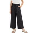 thumbnail image 1 of StSilkitty Girls Ruffle Pants High Waist Elastic Casual Wide Leg Pants with Pockets Solid Color Lightweight Soft Trousers, 1 of 5