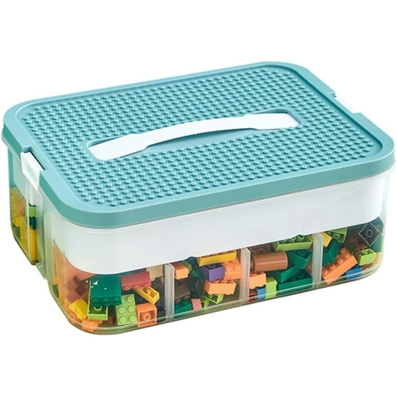 Toy Organizer Bins with Compartments, Storage Containers for Building Brick Storage, Plastic Stackable Organizer Bin Toy Chest (Green)