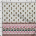 thumbnail image 1 of Soimoi Moss Georgette Fabric Stripe,Leaves & Floral Panel Print Sewing Fabric Yard 42 Inch Wide, 1 of 1