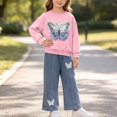 thumbnail image 3 of DJDLJWCJ 2 Piece Girls Casual Outfit Sets Bow Print Long Sleeve Crewneck Sweatshirt with Elastic Waist Wide Leg Pants Set Pink Size 6M, 3 of 7