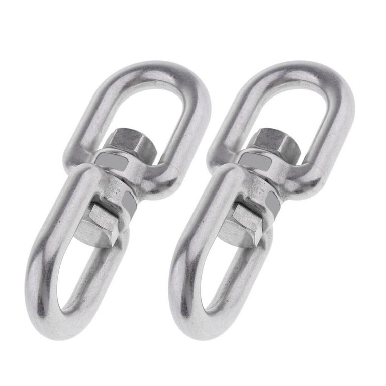 2pcs Stainless Steel Swivel Hooks Double Ended Swivel Eye Hooks for Swings, Size: M4, Black