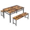 thumbnail image 4 of 3-Piece 43 Inch Farmhouse Dining Table Set for 4-6, 3-Piece Kitchen Table with 2 Benches, Space-Saving Dining Room Table Set for Home Kitchen, Restaurant, 4 of 8