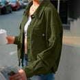 thumbnail image 5 of Hinvhai Women's Corduroy Jacket Fashion Cropped Jackets Button Down Shacket Long Sleeve Outerwear with Flap Pockets Army Green XL(XL), 5 of 7