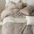 thumbnail image 6 of ZOVAN Duvet Cover Set 100% Washed Cotton Super Soft Breathable ( Khaki, Full), 6 of 7
