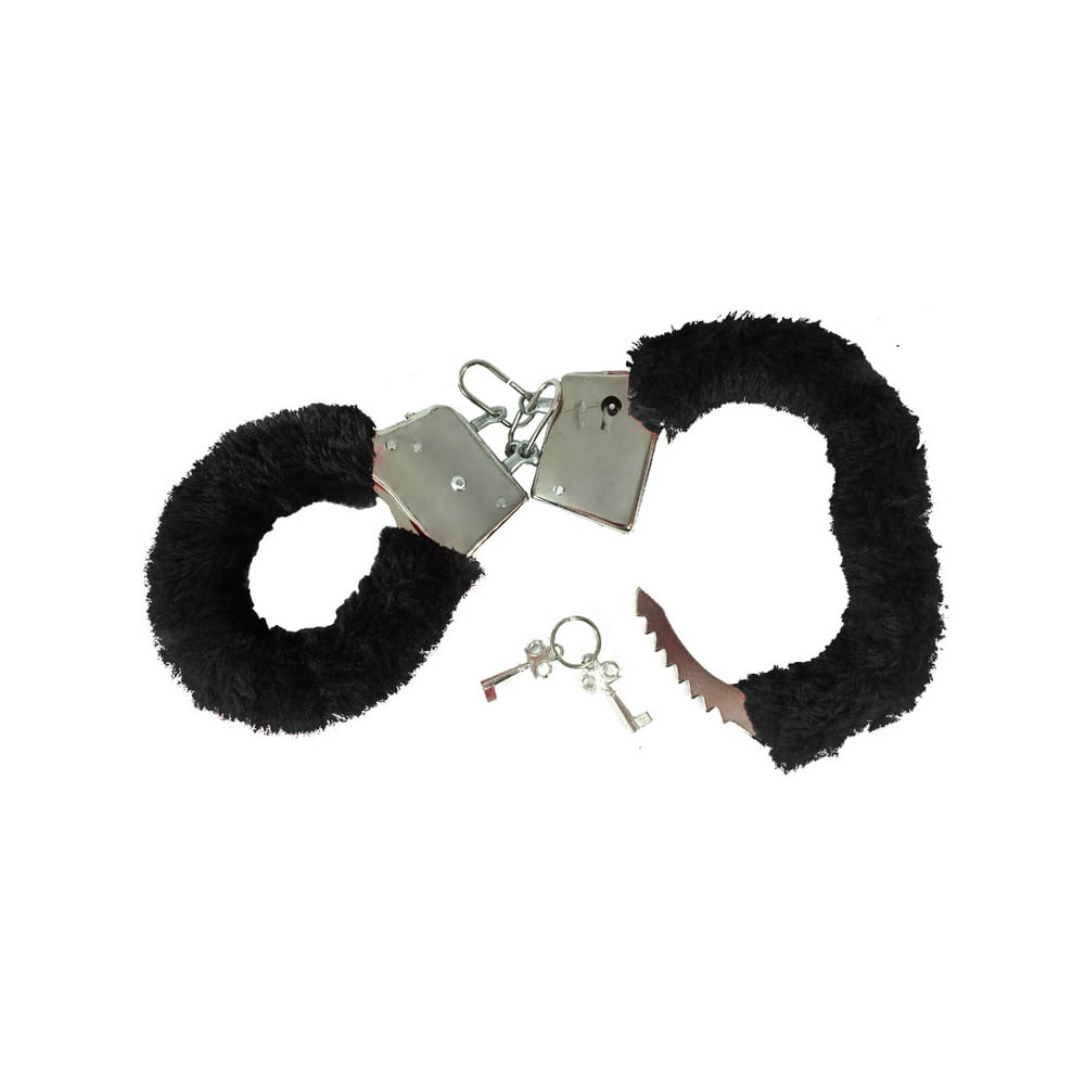 Soft Steel Fuzzy Black Furry Handcuffs Hand Cuffs