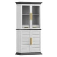 thumbnail image 7 of BELLEZE 72" Tall Kitchen Pantry, Large Storage Cabinet With Doors and Shelves, 2 Built-in Drawers, Freestanding Corner Hutch Cabinet With Storage For Kitchen,Dining Room and Living Room (White), 7 of 7