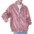 thumbnail image 2 of Maoxin Men's Leather Jacket Fashion Men's Solid Color Long Sleeve Hoodless Faux Leather Outwear Jackets Leather Jacket Men Plus Size Pink 2XL, 2 of 5