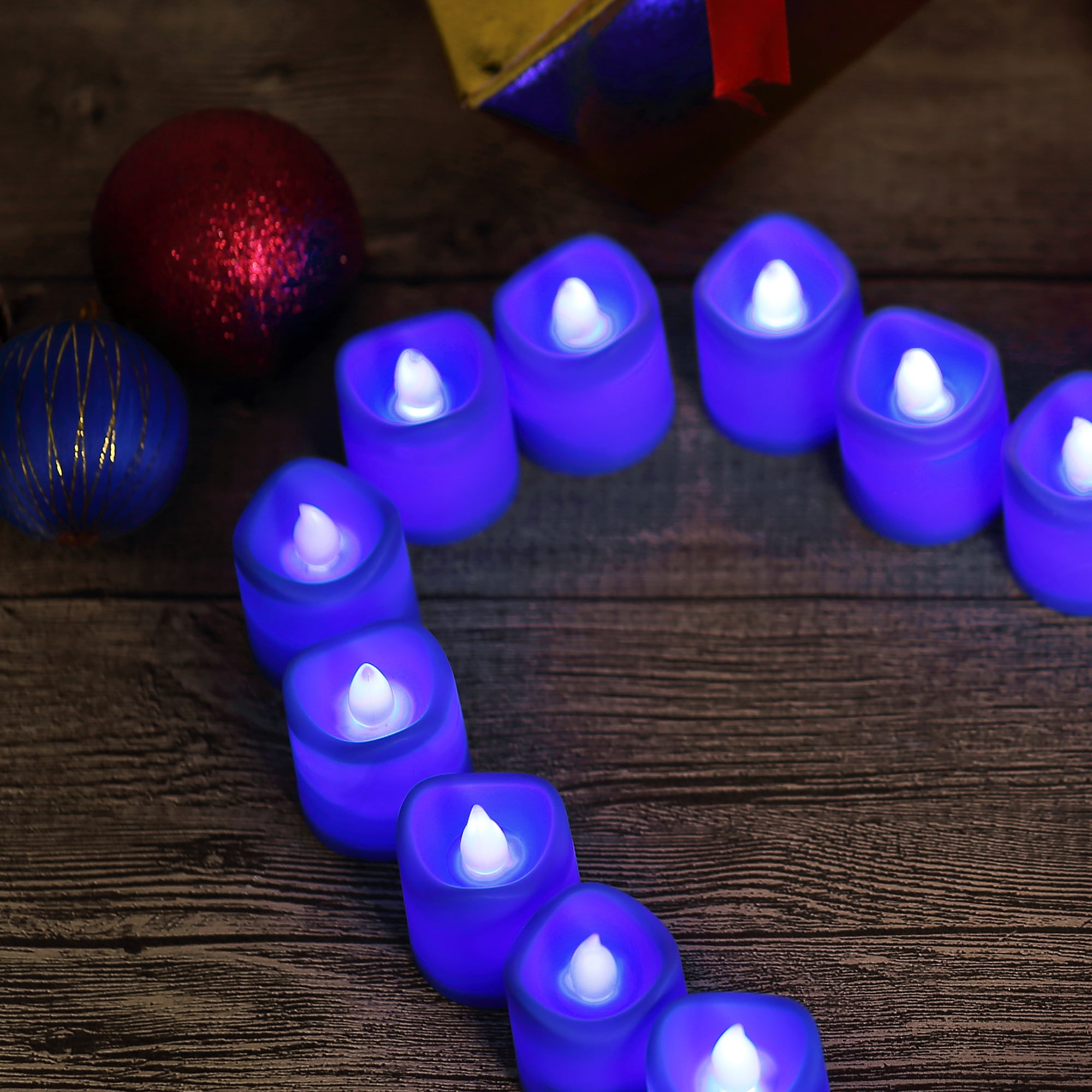 EastVita Blue Light Candles, Romantic LED Blue Candles 24 Packs, Flameless Blue Tea Lights, Flickering Navy Blue Led Votive Candles for Birthday Wedding Party Festival