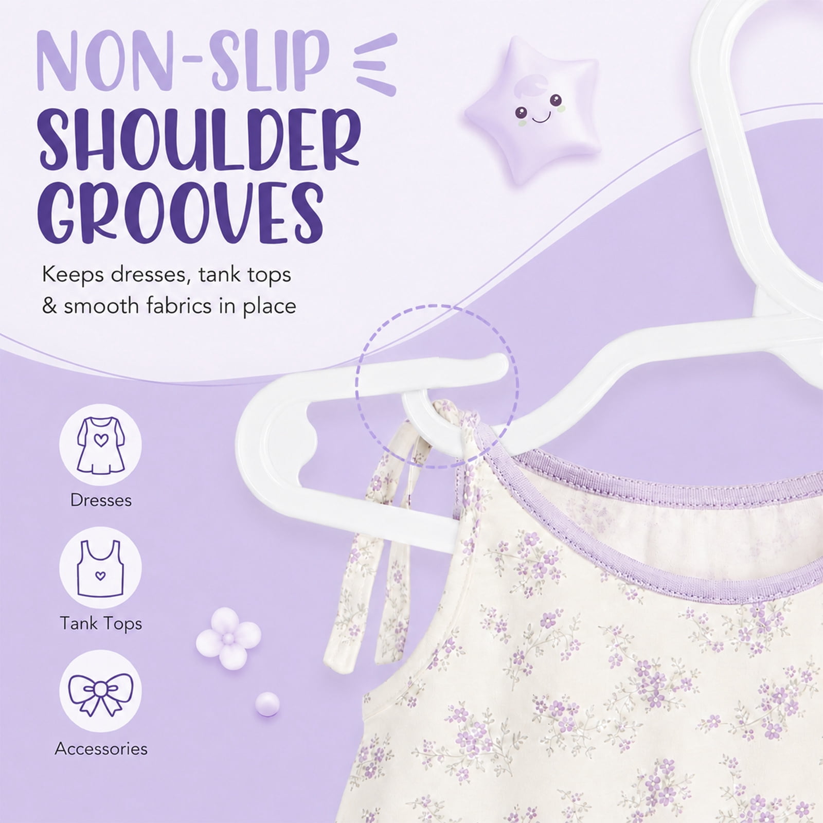 Cozymood Baby Hangers 60 Pack, Kids Plastic Hangers for Nursery Closet, Space Saving Toddler Hangers for Infant & Child Clothes, Baby Clothes Hangers for Shirts, Pants, Coats, White