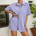 thumbnail image 2 of Summer Two Piece Women's Elegant Muslin Blouse And Shorts Set Sports Suit Oversize Leisure Suit Long Sleeve Leisure Suit Clothes, 2 of 2