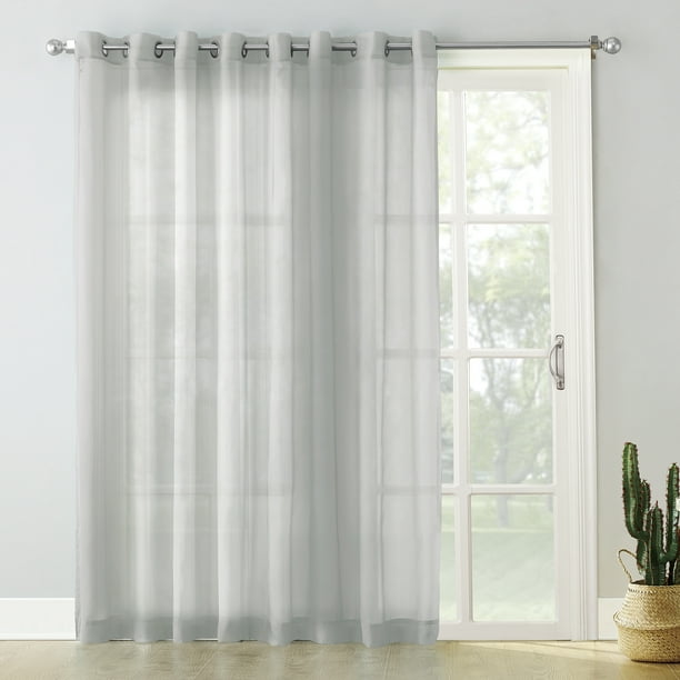 No 918 Emily Extra Wide Sheer Voile Sliding Door Patio Curtain Panel 100 X84 Silver Gray Com - Single Patio Door Curtain Panel