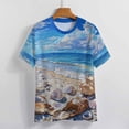 thumbnail image 3 of Beach Seashell Starfish Women's Short Sleeve T-Shirt Crew Neck Casual Summer Trendy Loose Fit Tops, 3 of 6
