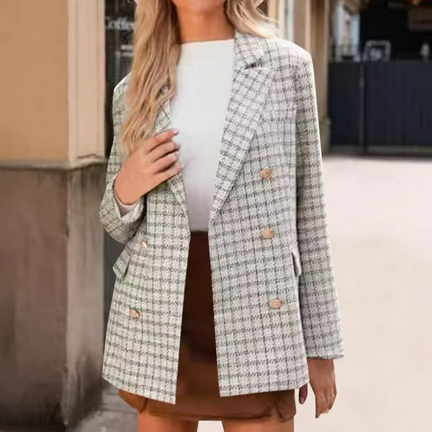 Blazer de mujer de primavera, informal, de manga larga, abrigo de lana para mujer